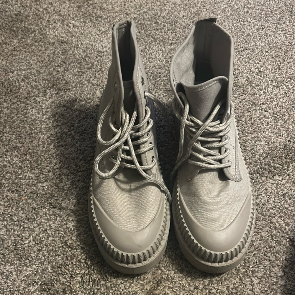 Cream combat boots